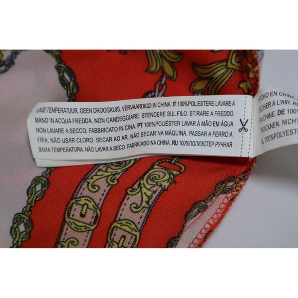 Forever 21 Women's orange/Gold Chain Print Mini Skirt Size L‎ Polyester Back Zip - Picture 12 of 12